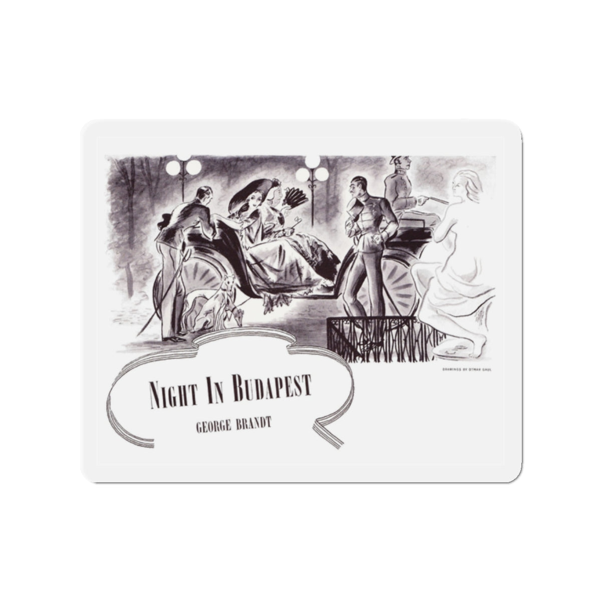 Night In Budapest, Scribner's Magazine, February 1938 (Magazine Illustration) Refrigerator Magnet-2" x 2"-The Sticker Space