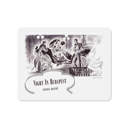 Night In Budapest, Scribner's Magazine, February 1938 (Magazine Illustration) Refrigerator Magnet-3" x 3"-The Sticker Space