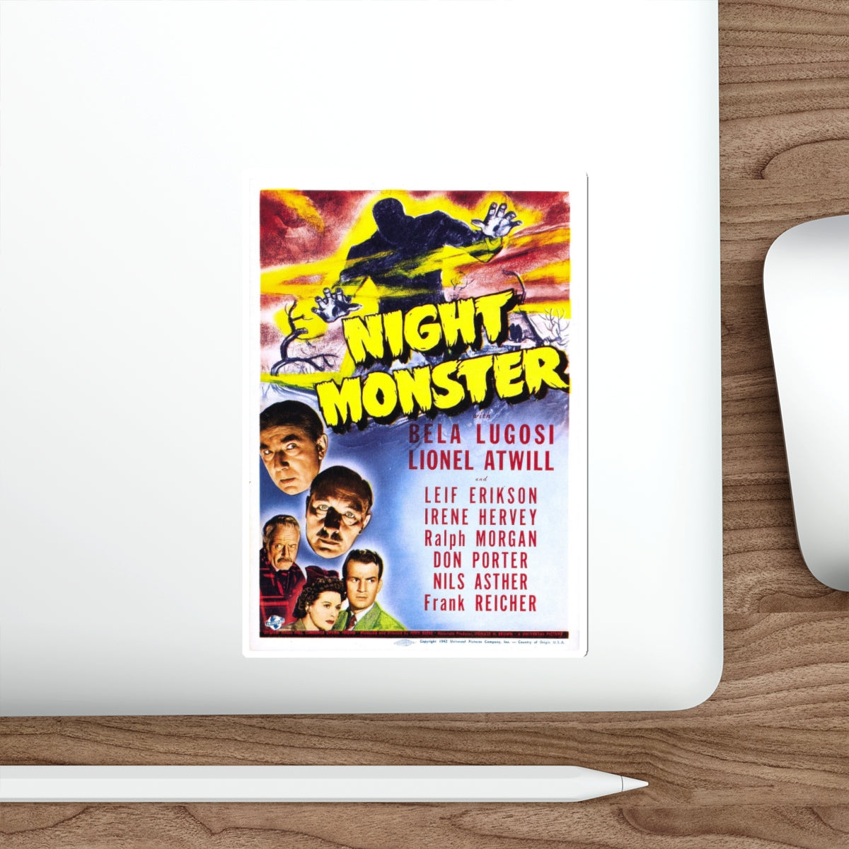 NIGHT MONSTER (2) 1942 Movie Poster STICKER Vinyl Die-Cut Decal-The Sticker Space