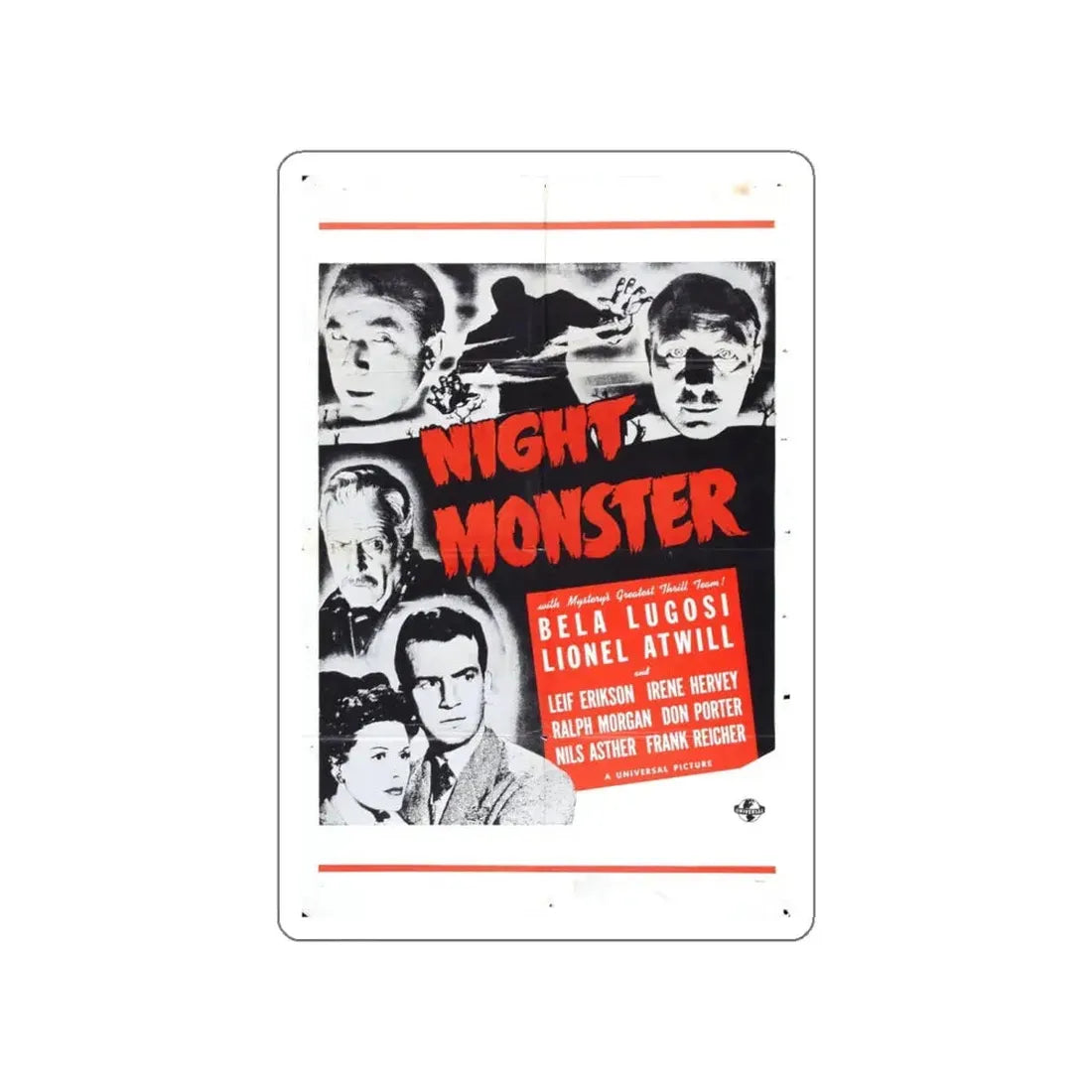 NIGHT MONSTER (3) 1942 Movie Poster STICKER Vinyl Die-Cut Decal 6 Inch - The Sticker Space