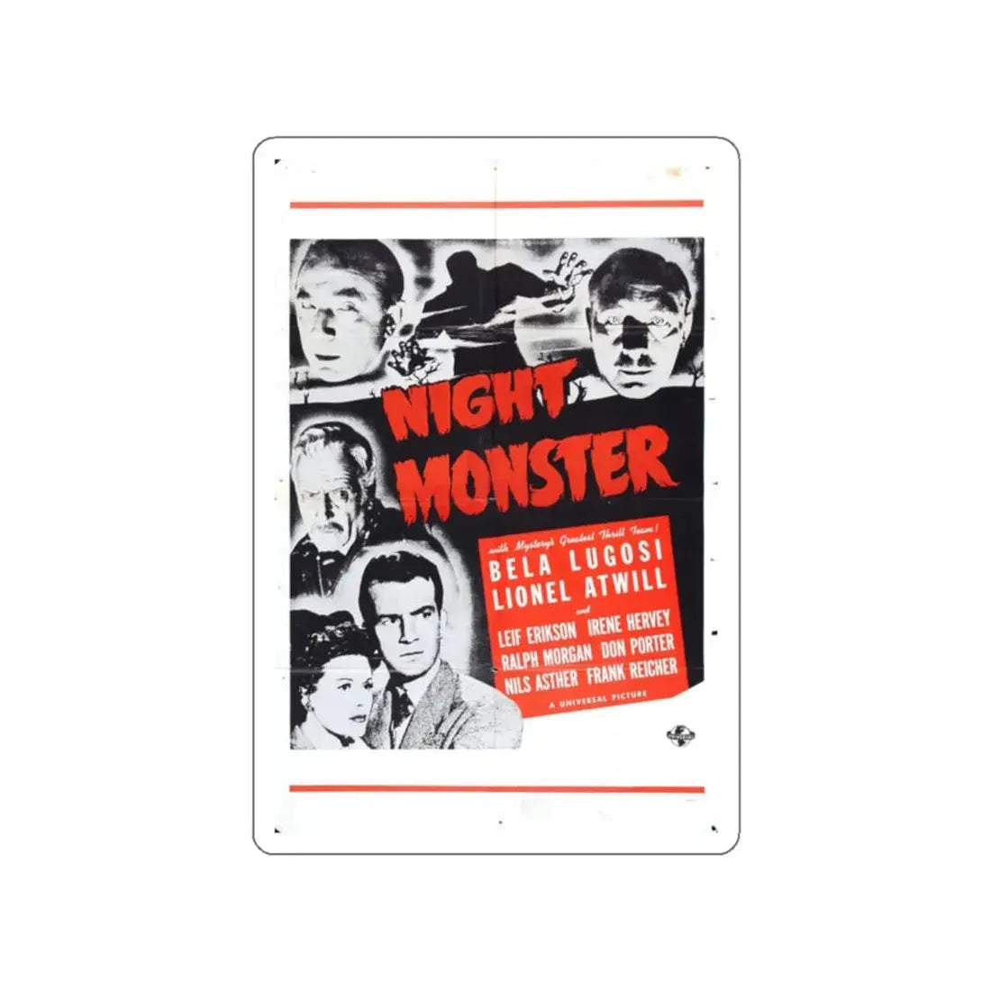 NIGHT MONSTER (3) 1942 Movie Poster STICKER Vinyl Die-Cut Decal - The Sticker Space
