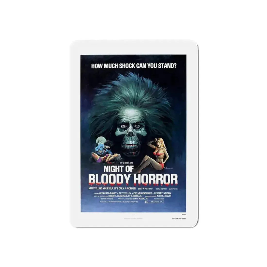 NIGHT OF BLOODY HORROR 1969 Movie Poster - Refrigerator Magnet 3 Inch Die-Cut - The Sticker Space