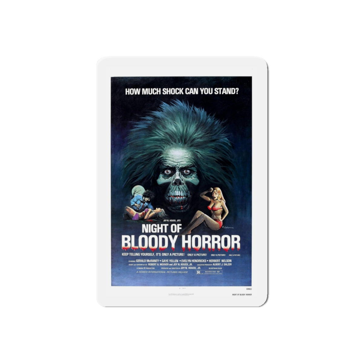 NIGHT OF BLOODY HORROR 1969 Movie Poster - Refrigerator Magnet-4" x 4"-The Sticker Space