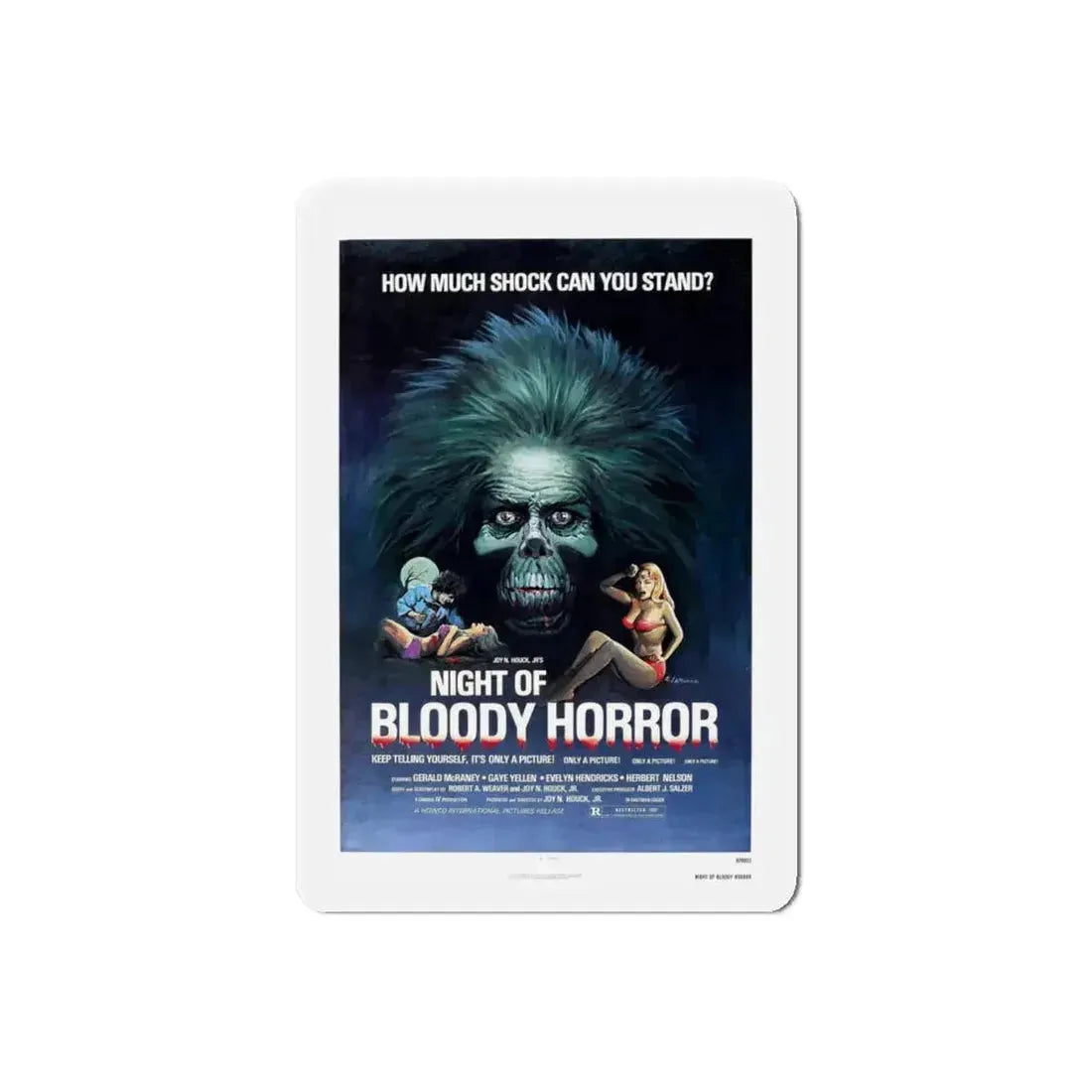 NIGHT OF BLOODY HORROR 1969 Movie Poster - Refrigerator Magnet 6 Inch Die-Cut - The Sticker Space