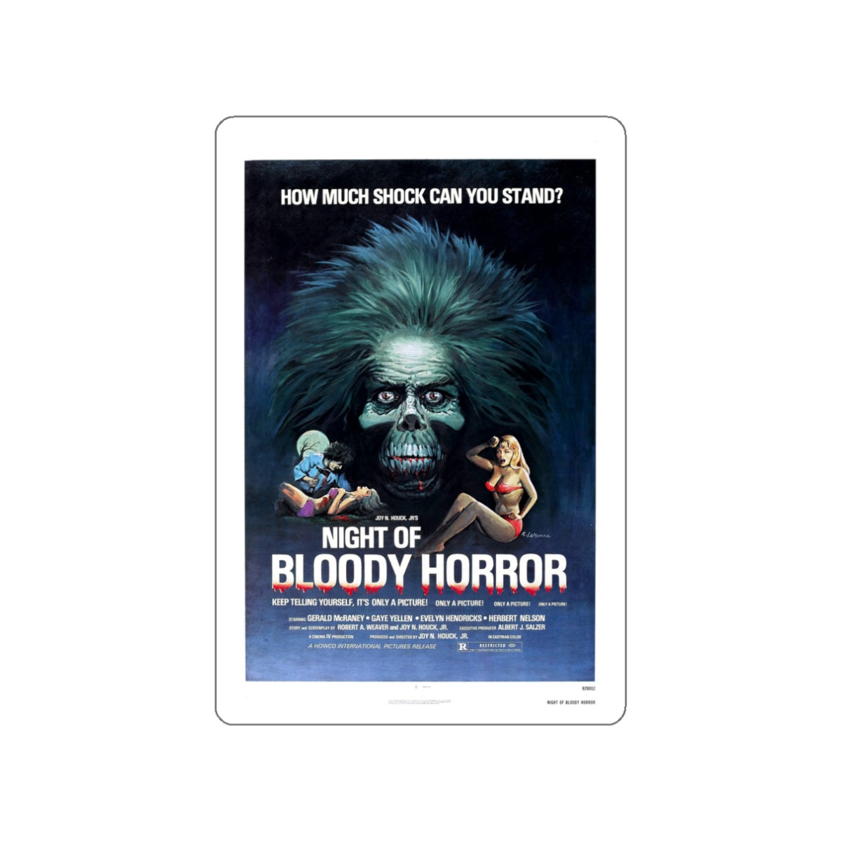 NIGHT OF BLOODY HORROR 1969 Movie Poster STICKER Vinyl Die-Cut Decal-White-The Sticker Space