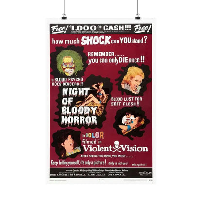 NIGHT OF BLOODY HORROR (2) 1969 - Paper Movie Poster 16″ x 24″ Matte - The Sticker Space