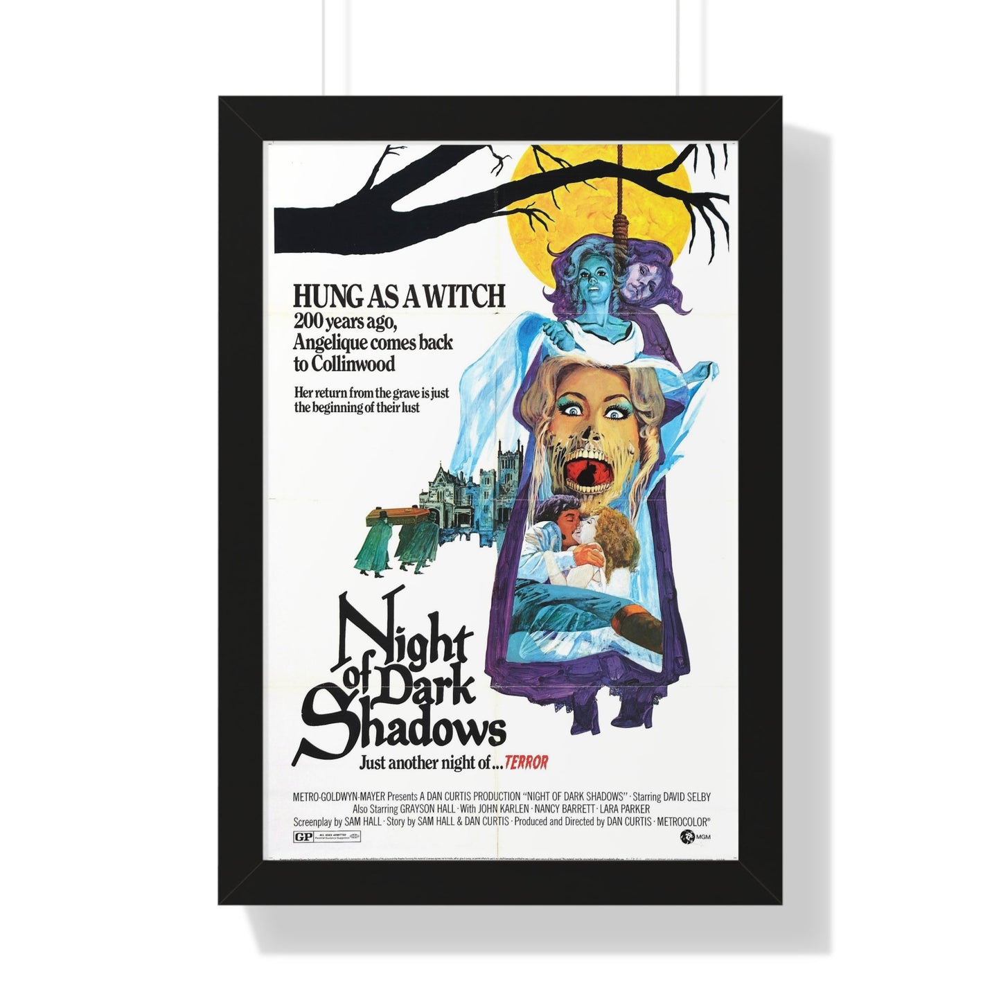 NIGHT OF DARK SHADOWS 1971 - Framed Movie Poster-16″ x 24″-The Sticker Space