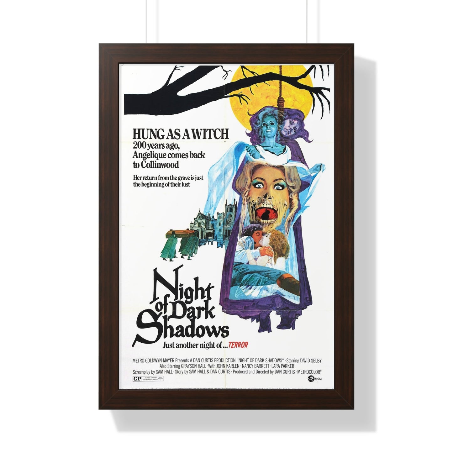 NIGHT OF DARK SHADOWS 1971 - Framed Movie Poster-16″ x 24″-The Sticker Space