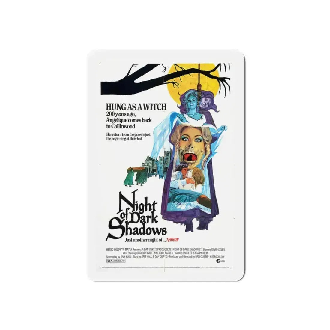 NIGHT OF DARK SHADOWS 1971 Movie Poster - Refrigerator Magnet 3 Inch Die-Cut - The Sticker Space