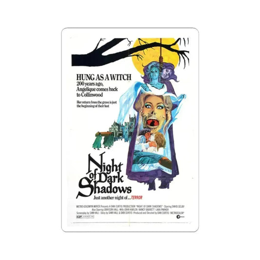 NIGHT OF DARK SHADOWS 1971 Movie Poster - STICKER Vinyl Kiss-Cut Decal 2 Inch White - The Sticker Space