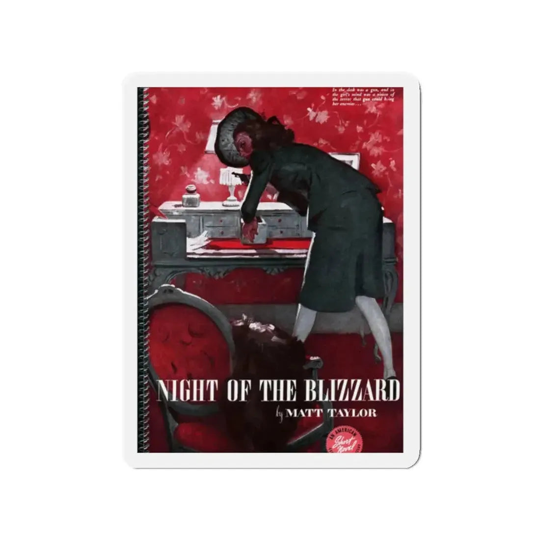 Night Of The Blizzard, The American Magazine, January 1942 (Magazine Illustration) Refrigerator Magnet 2 Inch - The Sticker Space