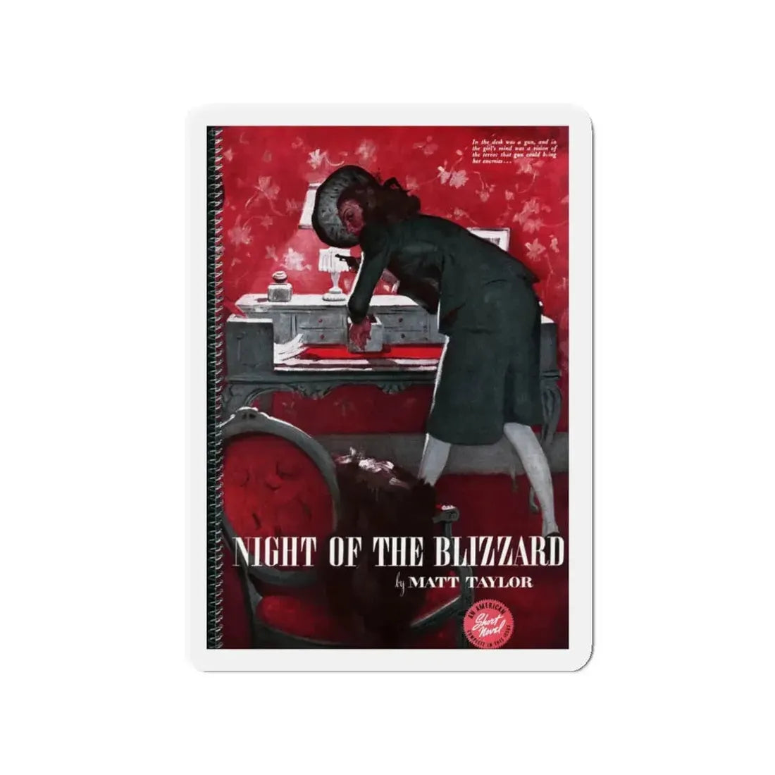 Night Of The Blizzard, The American Magazine, January 1942 (Magazine Illustration) Refrigerator Magnet 3 Inch - The Sticker Space