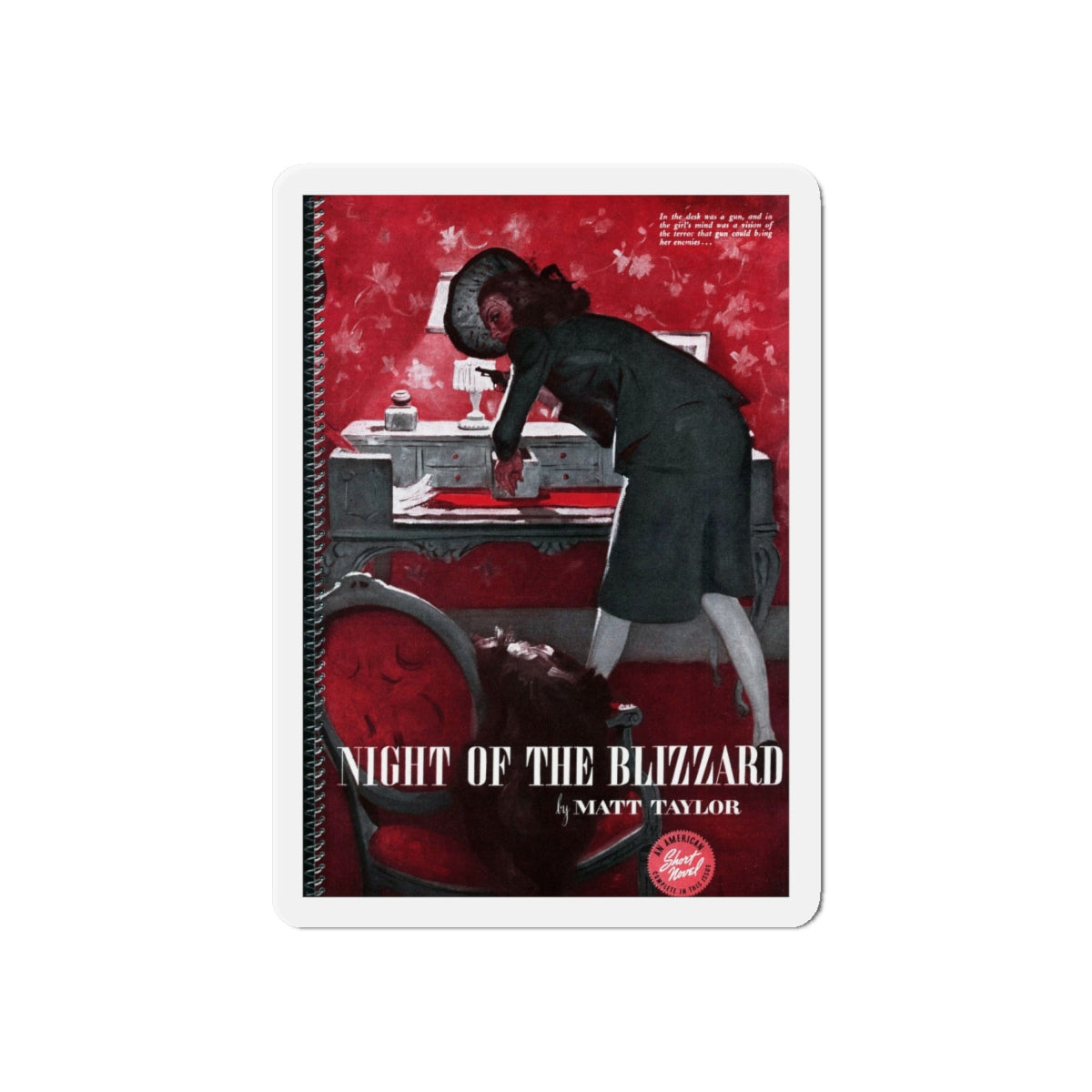 Night Of The Blizzard, The American Magazine, January 1942 (Magazine Illustration) Refrigerator Magnet-6 × 6"-The Sticker Space