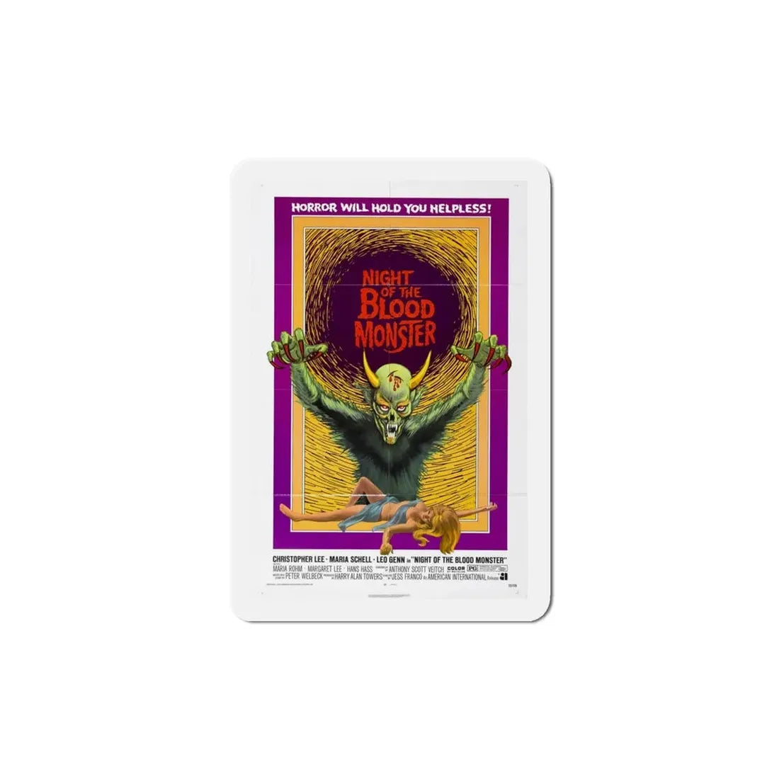 Night of the Blood Monster 1972 Movie Poster Refrigerator Magnet - The Sticker Space