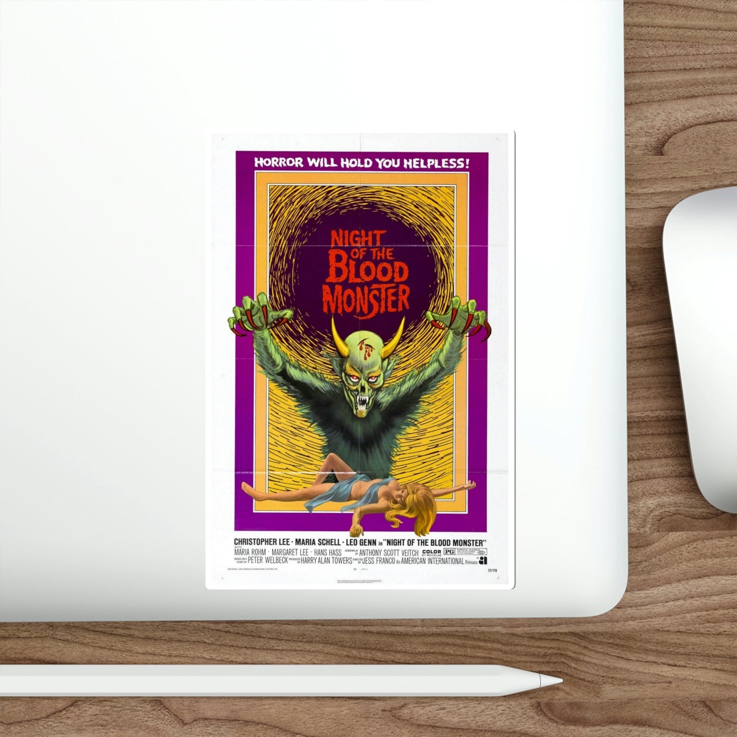 Night of the Blood Monster 1972 Movie Poster STICKER Vinyl Die-Cut Decal-The Sticker Space