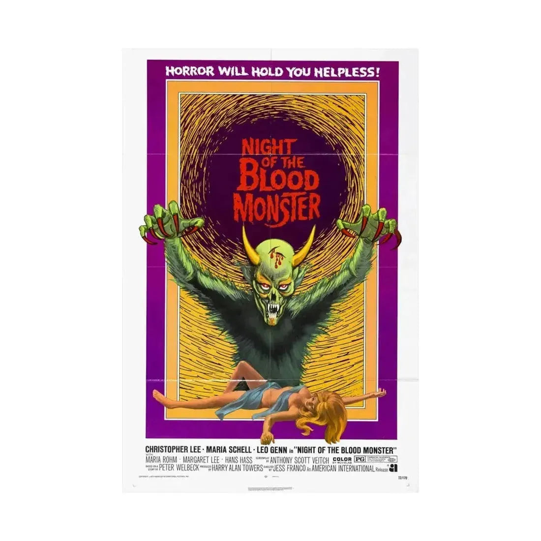 NIGHT OF THE BLOOD MONSTER (the bloody judge) 1970 - Paper Movie Poster - The Sticker Space
