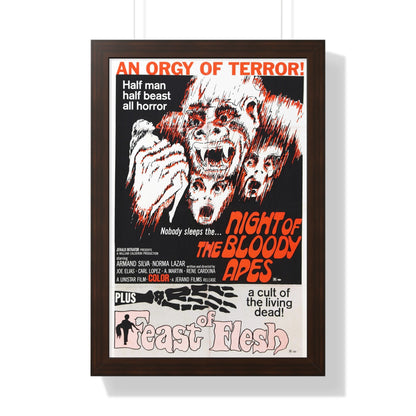 NIGHT OF THE BLOODY APES + FEAST OF FLESH 1969 - Framed Movie Poster-16″ x 24″-The Sticker Space