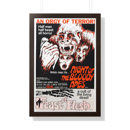 NIGHT OF THE BLOODY APES + FEAST OF FLESH 1969 - Framed Movie Poster-20" x 30"-The Sticker Space