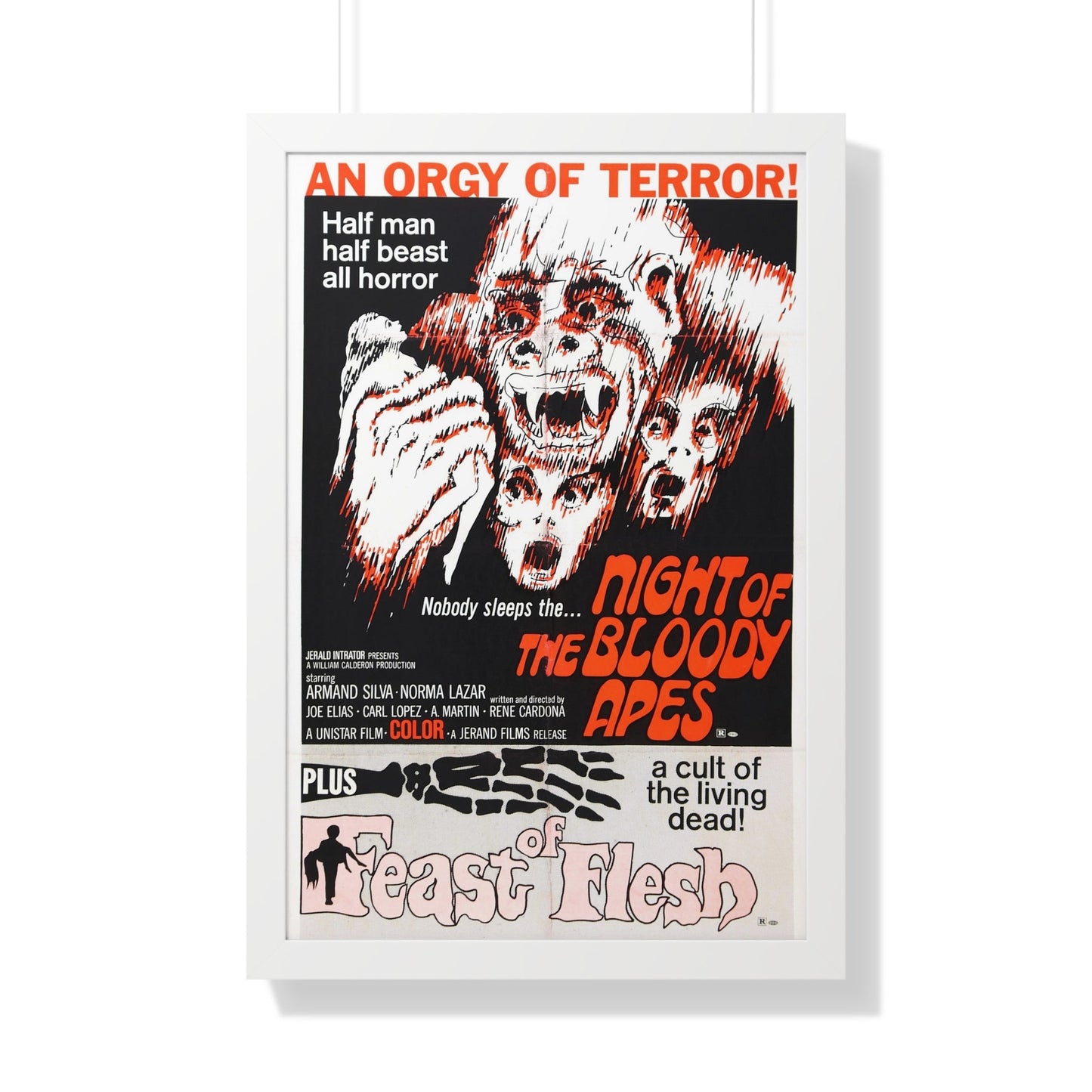 NIGHT OF THE BLOODY APES + FEAST OF FLESH 1969 - Framed Movie Poster-20" x 30"-The Sticker Space