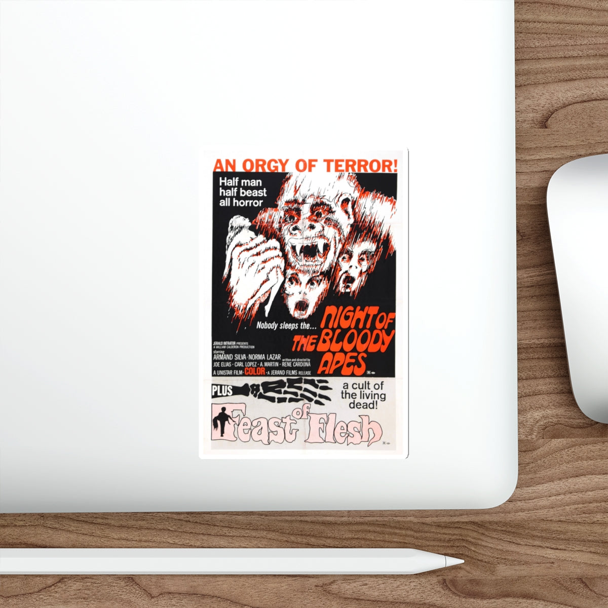 NIGHT OF THE BLOODY APES + FEAST OF FLESH 1969 Movie Poster STICKER Vinyl Die-Cut Decal-The Sticker Space