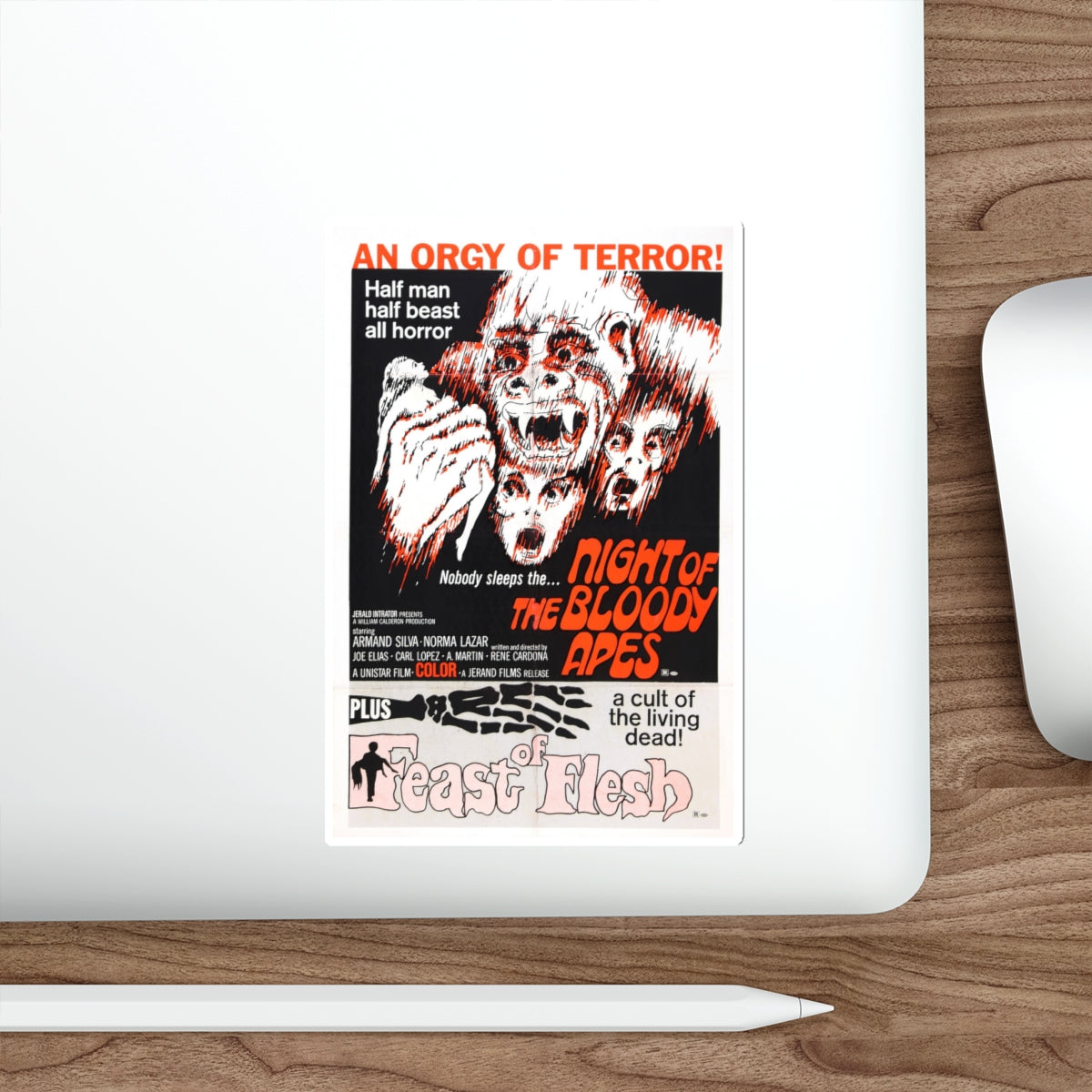 NIGHT OF THE BLOODY APES + FEAST OF FLESH 1969 Movie Poster STICKER Vinyl Die-Cut Decal-The Sticker Space