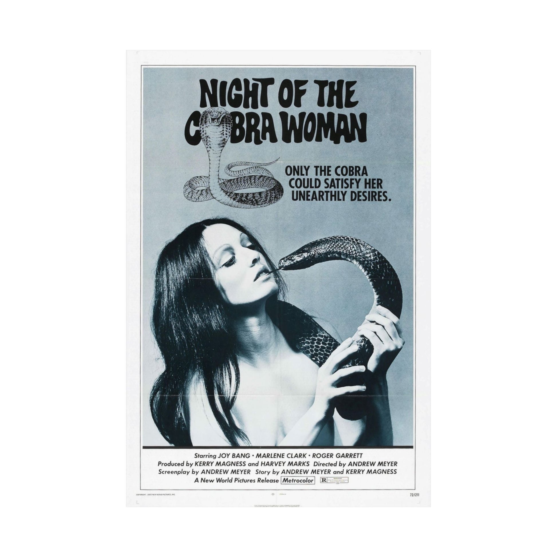 NIGHT OF THE COBRA WOMAN 1972 - Paper Movie Poster-The Sticker Space