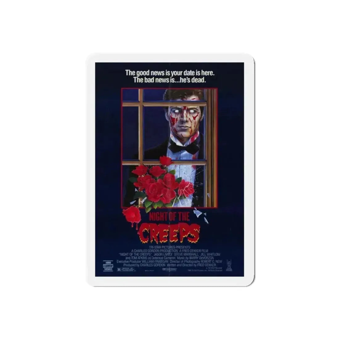 NIGHT OF THE CREEPS 1986 Movie Poster - Refrigerator Magnet 4 Inch Die-Cut - The Sticker Space