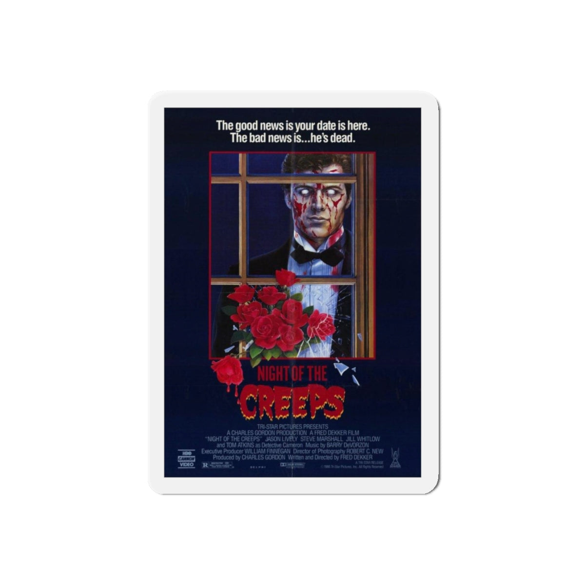 NIGHT OF THE CREEPS 1986 Movie Poster - Refrigerator Magnet-4" x 4"-The Sticker Space