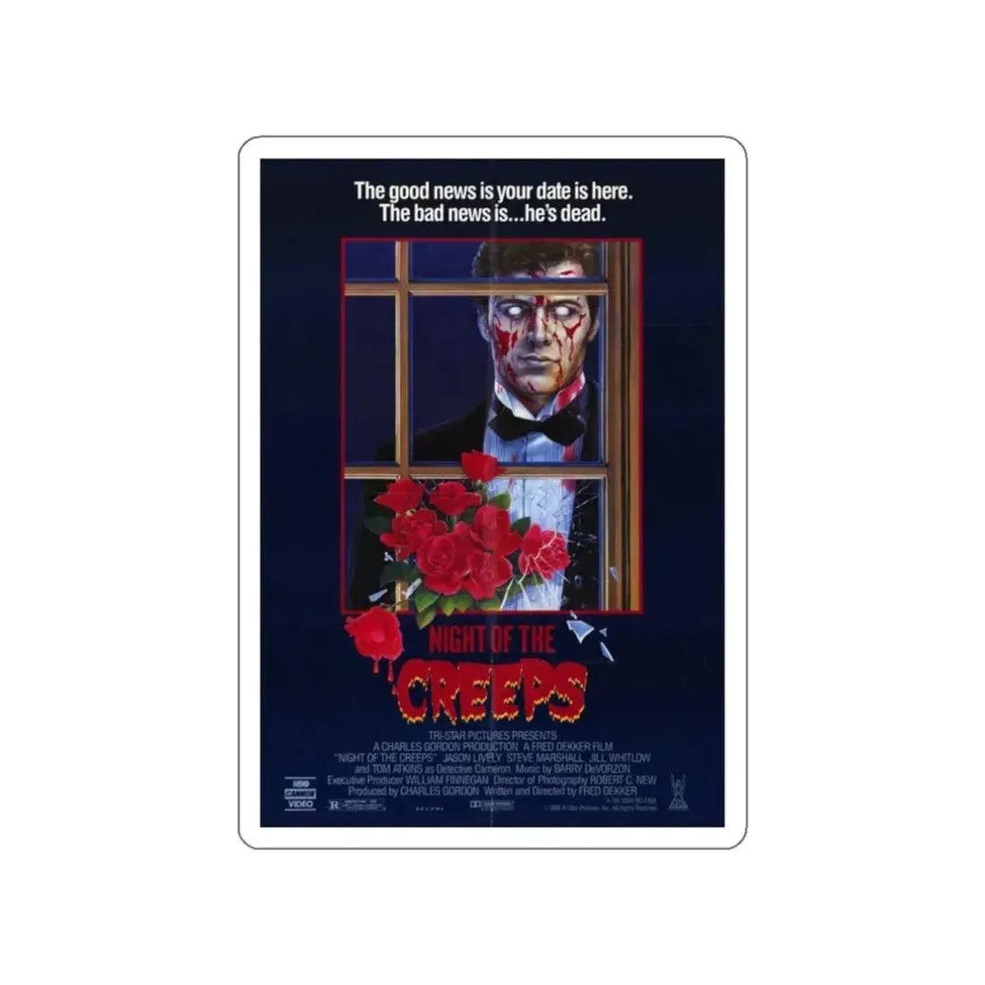 NIGHT OF THE CREEPS 1986 Movie Poster STICKER Vinyl Die-Cut Decal 3 Inch - The Sticker Space