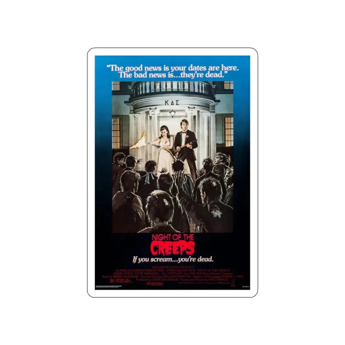 NIGHT OF THE CREEPS (2) 1986 Movie Poster STICKER Vinyl Die-Cut Decal - The Sticker Space