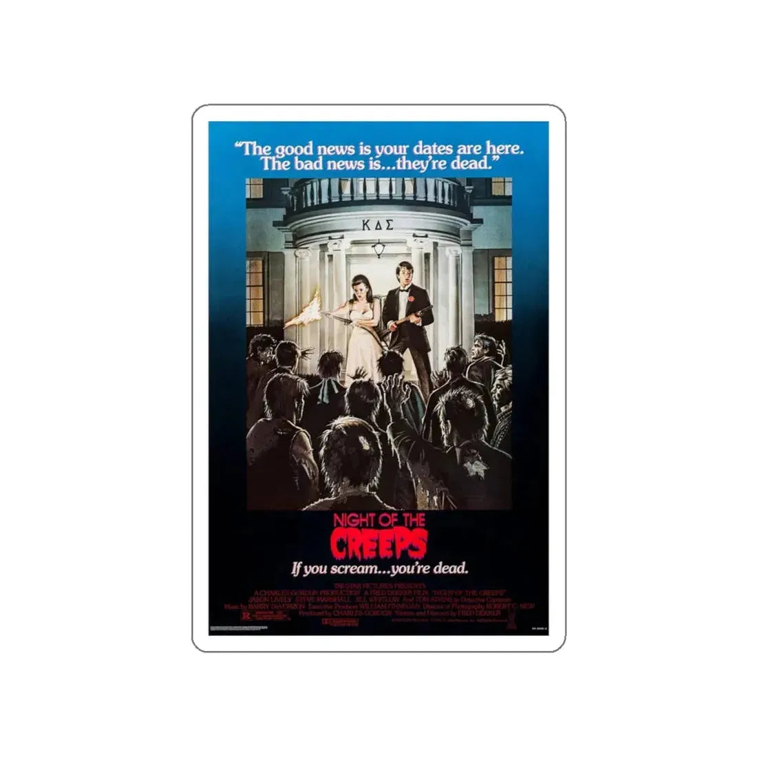 NIGHT OF THE CREEPS (2) 1986 Movie Poster STICKER Vinyl Die-Cut Decal - The Sticker Space