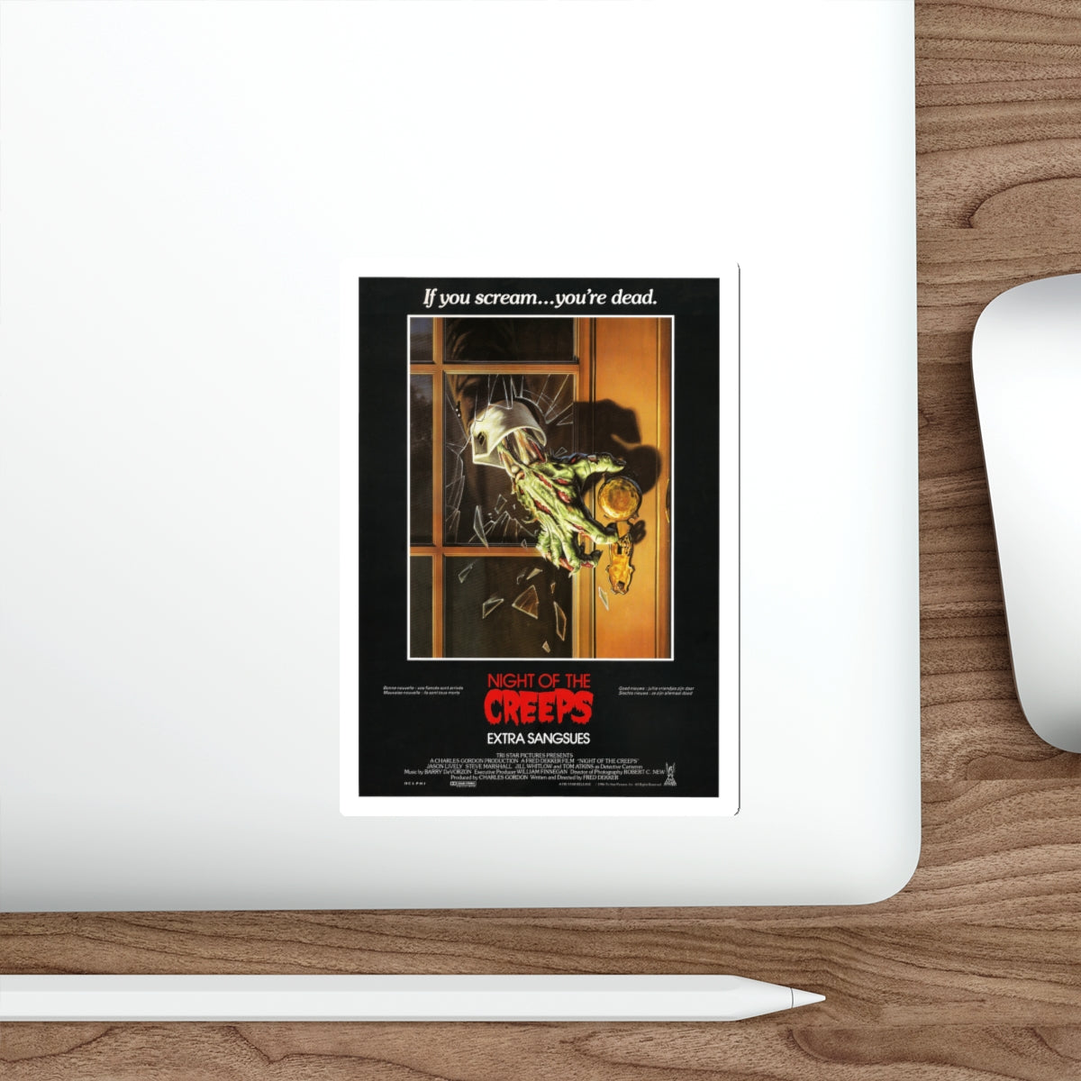 NIGHT OF THE CREEPS (BELGIAN) 1986 Movie Poster STICKER Vinyl Die-Cut Decal-The Sticker Space