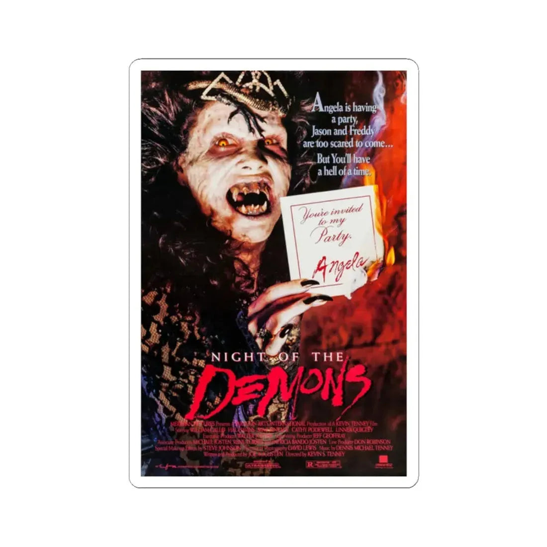 Night of the Demons 1988 Movie Poster - STICKER Vinyl Kiss-Cut Decal 2 Inch White - The Sticker Space