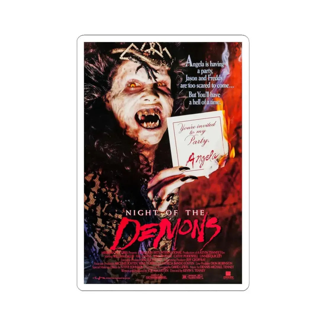 Night of the Demons 1988 Movie Poster - STICKER Vinyl Kiss-Cut Decal 6 Inch White - The Sticker Space