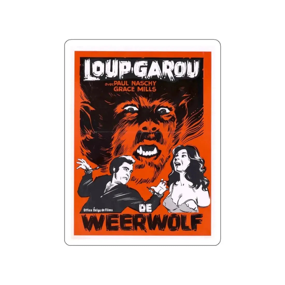 NIGHT OF THE HOWLING BEAST (WEREWOLF AND THE YETI) BELGIAN 1975 Movie Poster STICKER Vinyl Die-Cut Decal - The Sticker Space