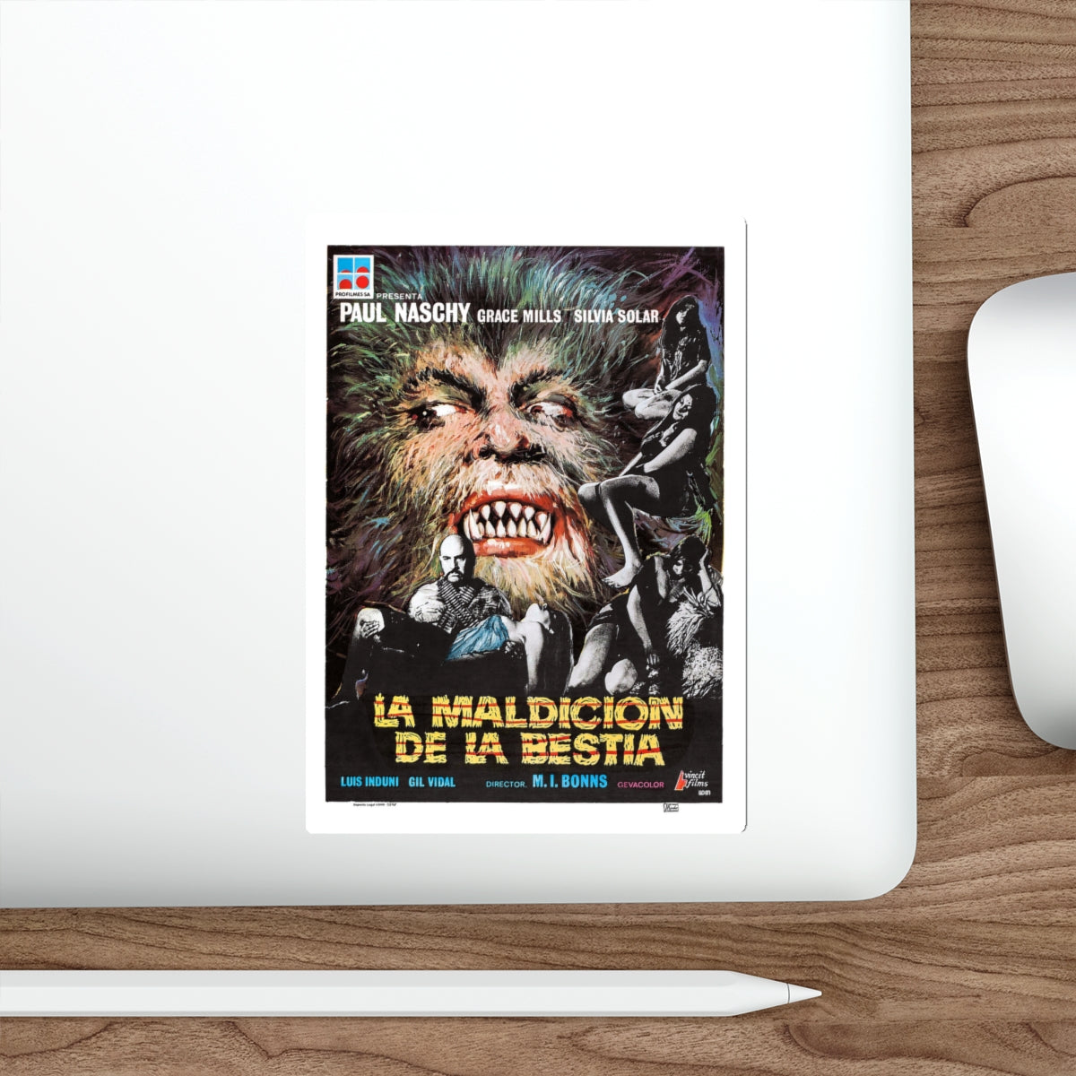 NIGHT OF THE HOWLING BEAST (WEREWOLF AND THE YETI) SPANISH 1975 Movie Poster STICKER Vinyl Die-Cut Decal-The Sticker Space