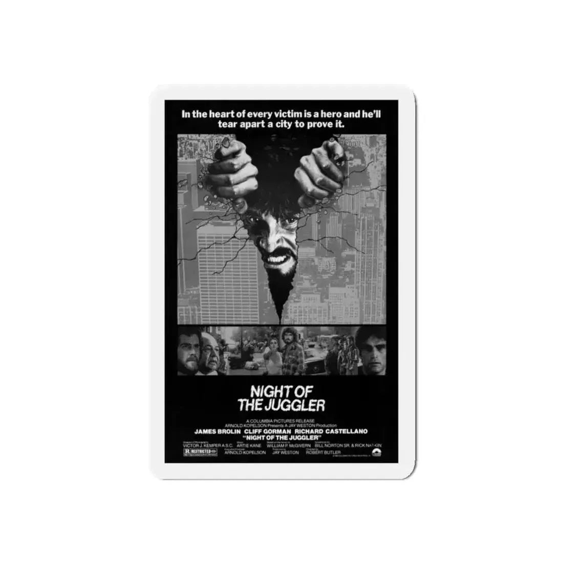 NIGHT OF THE JUGGLER 1980 Movie Poster - Refrigerator Magnet 3 Inch Die-Cut - The Sticker Space