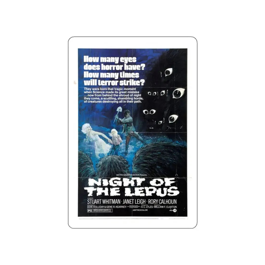 NIGHT OF THE LEPUS 1972 Movie Poster STICKER Vinyl Die-Cut Decal - The Sticker Space