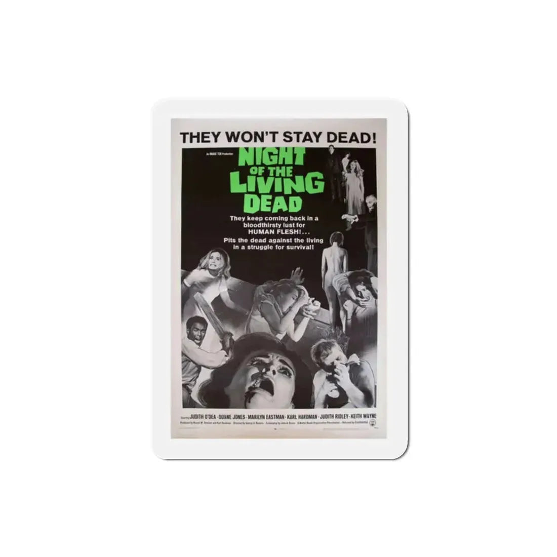 Night of the Living Dead 1968 Movie Poster Refrigerator Magnet 2 Inch - The Sticker Space
