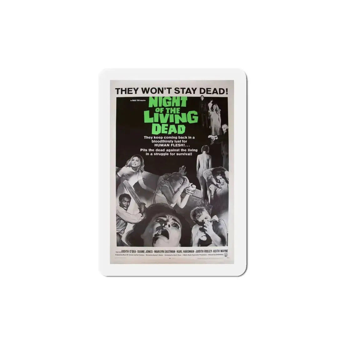 Night of the Living Dead 1968 Movie Poster Refrigerator Magnet 4 Inch - The Sticker Space