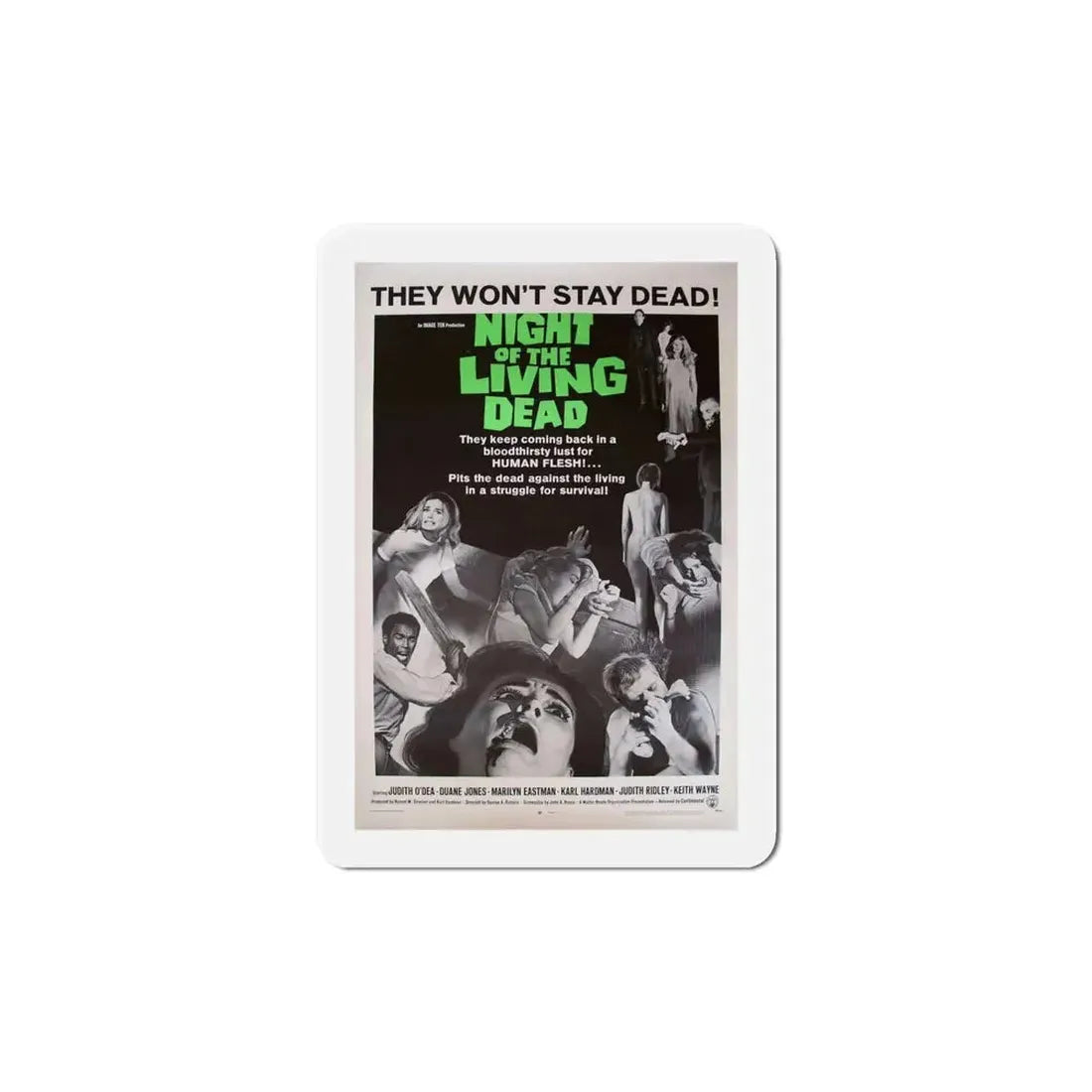 Night of the Living Dead 1968 Movie Poster Refrigerator Magnet 6 Inch - The Sticker Space