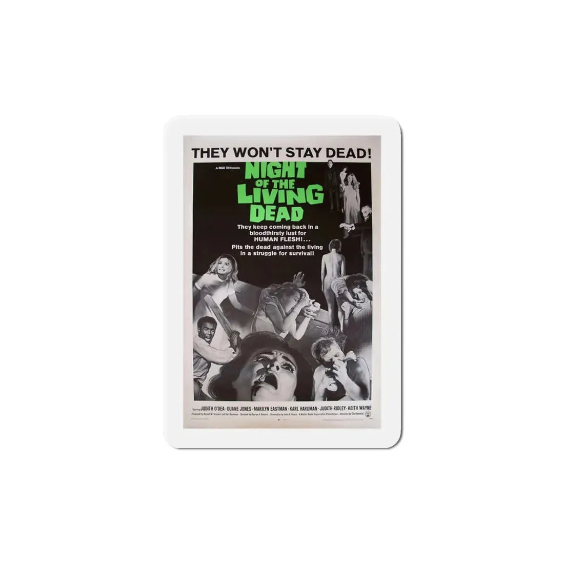 Night of the Living Dead 1968 Movie Poster Refrigerator Magnet - The Sticker Space