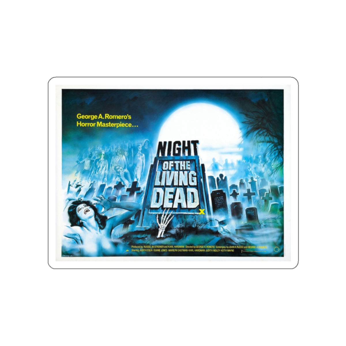 NIGHT OF THE LIVING DEAD 1968 Movie Poster STICKER Vinyl Die-Cut Decal-White-The Sticker Space