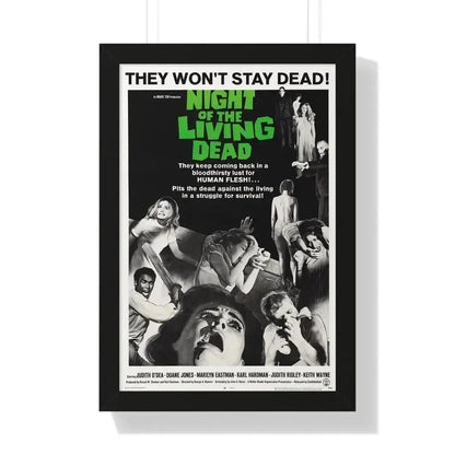 NIGHT OF THE LIVING DEAD (2) 1968 - Framed Movie Poster 16″ x 24″ Black - The Sticker Space