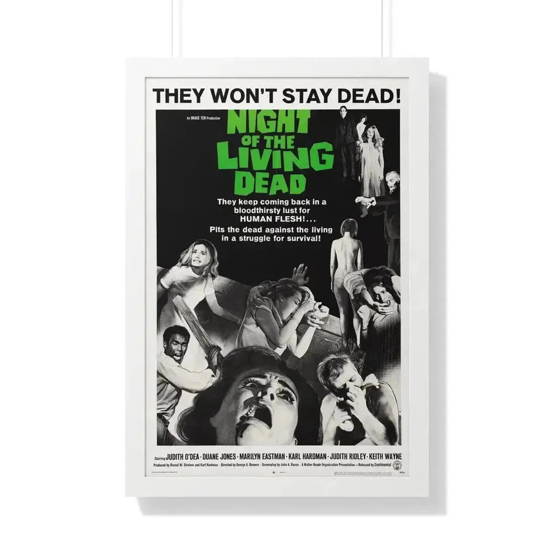 NIGHT OF THE LIVING DEAD (2) 1968 - Framed Movie Poster 20" x 30" White - The Sticker Space