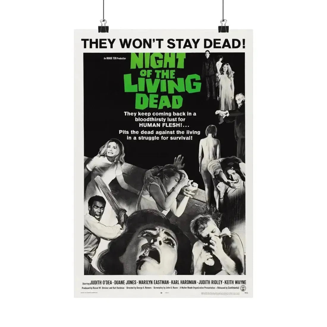 NIGHT OF THE LIVING DEAD (2) 1968 - Paper Movie Poster 12″ x 18″ Matte - The Sticker Space