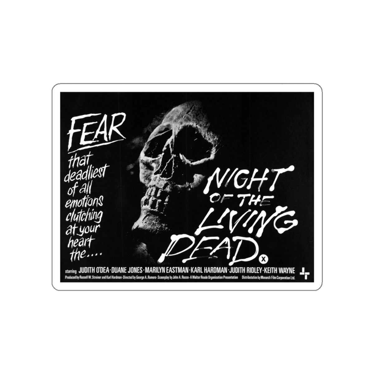 NIGHT OF THE LIVING DEAD (3) 1968 Movie Poster STICKER Vinyl Die-Cut Decal-White-The Sticker Space