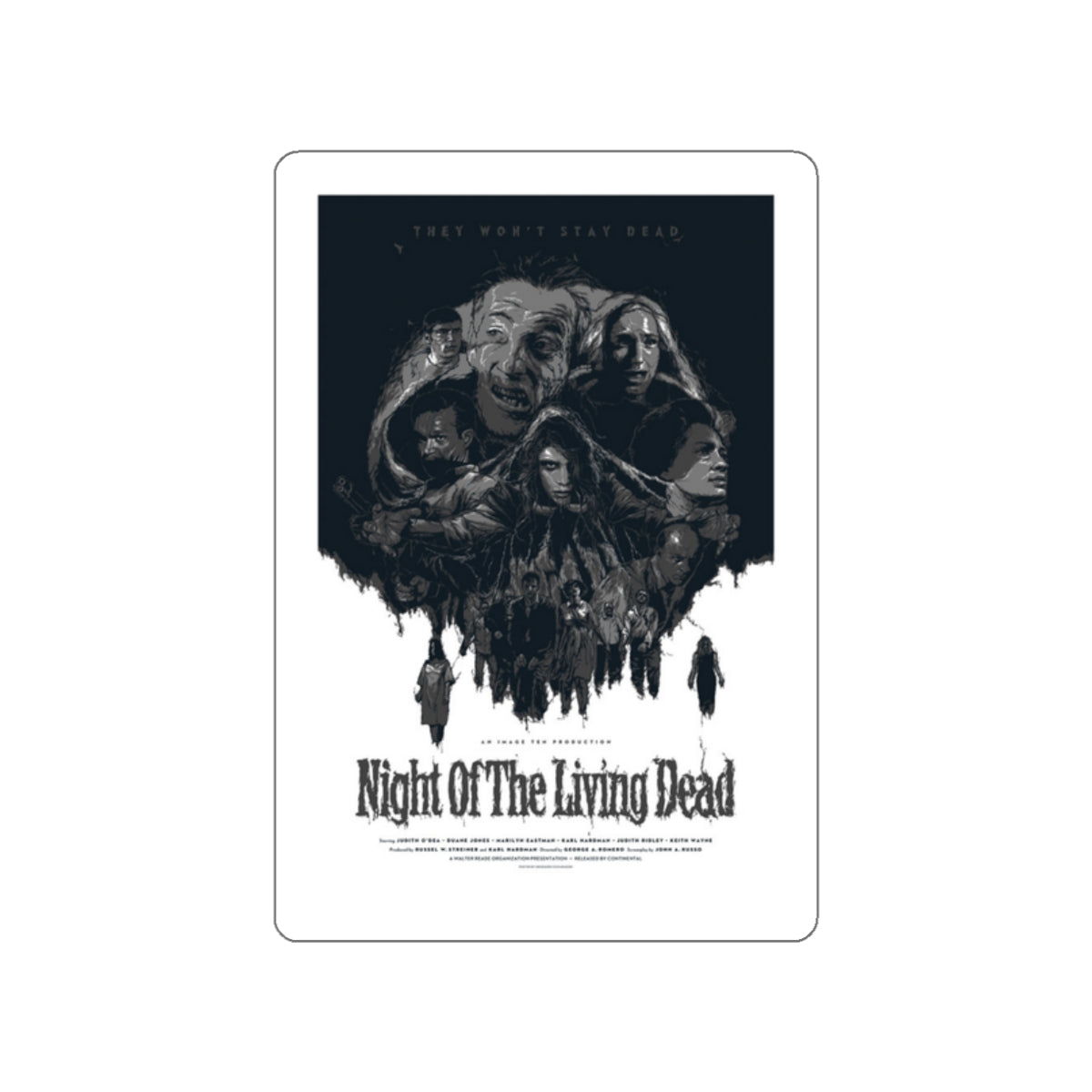 NIGHT OF THE LIVING DEAD (6) 1968 Movie Poster STICKER Vinyl Die-Cut Decal-White-The Sticker Space