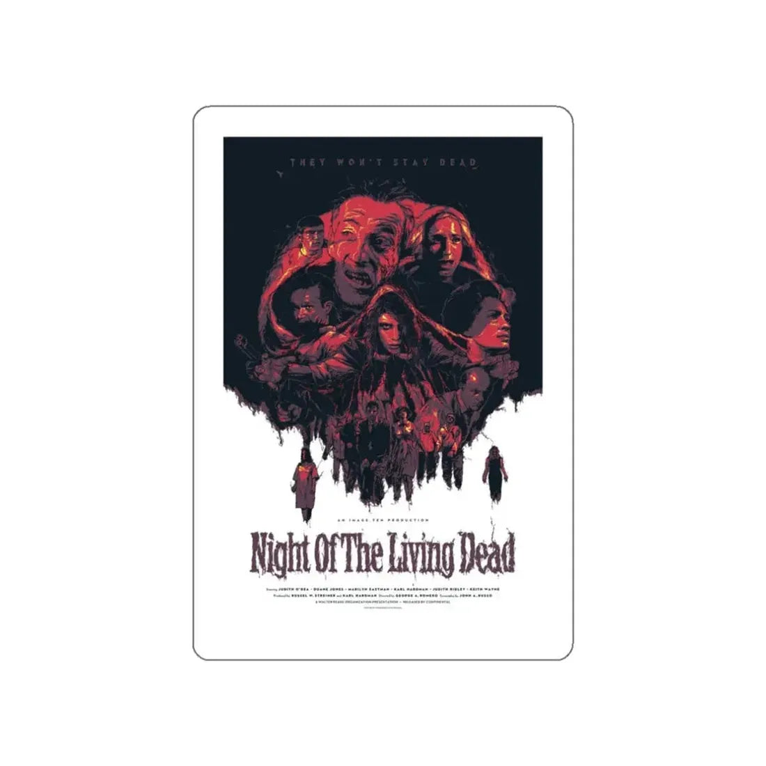 NIGHT OF THE LIVING DEAD (8) 1968 Movie Poster STICKER Vinyl Die-Cut Decal 3 Inch - The Sticker Space