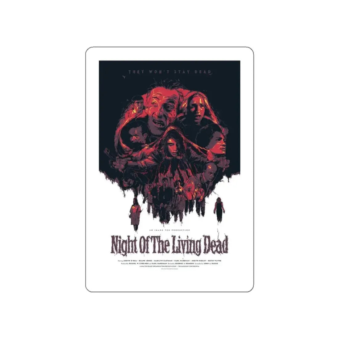 NIGHT OF THE LIVING DEAD (8) 1968 Movie Poster STICKER Vinyl Die-Cut Decal 6 Inch - The Sticker Space